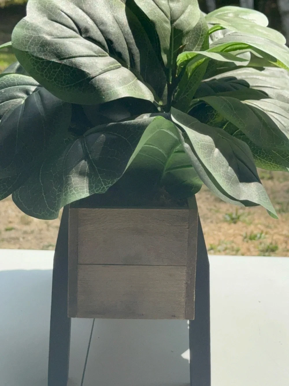 Decorative plant box full bushel of leaves